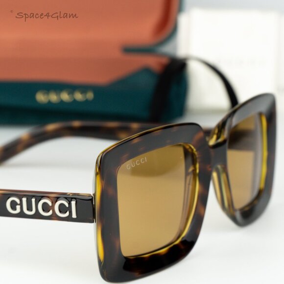 BRAND NEW Gucci GG1718S 002 Havana Brown Women Square Sunglasses GG 1718S - Picture 4 of 8
